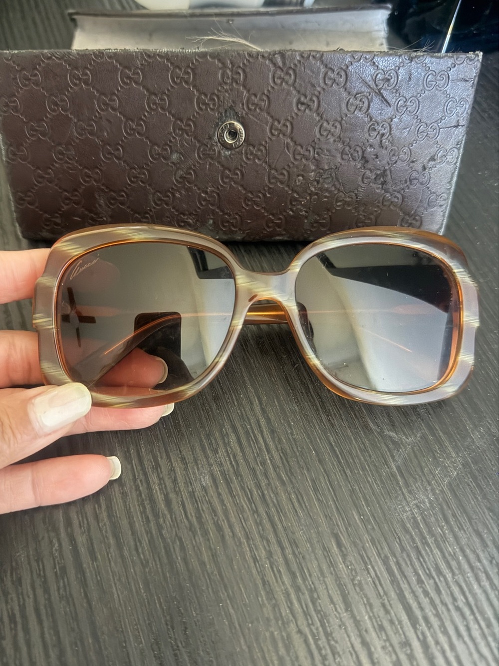 Gucci Oversized Brown Tortoiseshell Gradient Sunglasses